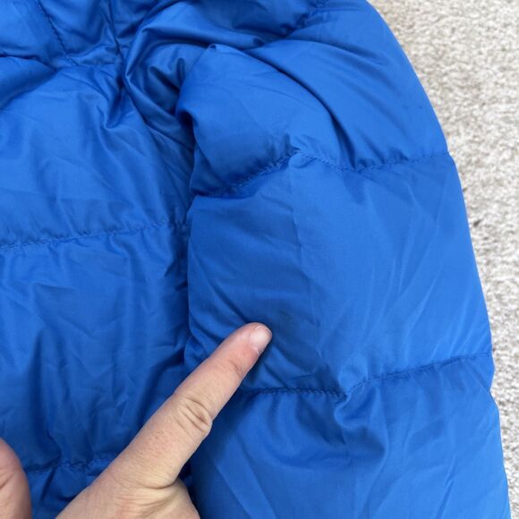 LL Bean's Down Puffer Jacket Boys Large 14-16 Blue Hooded Winter Sherpa Lined - Picture 7 of 8